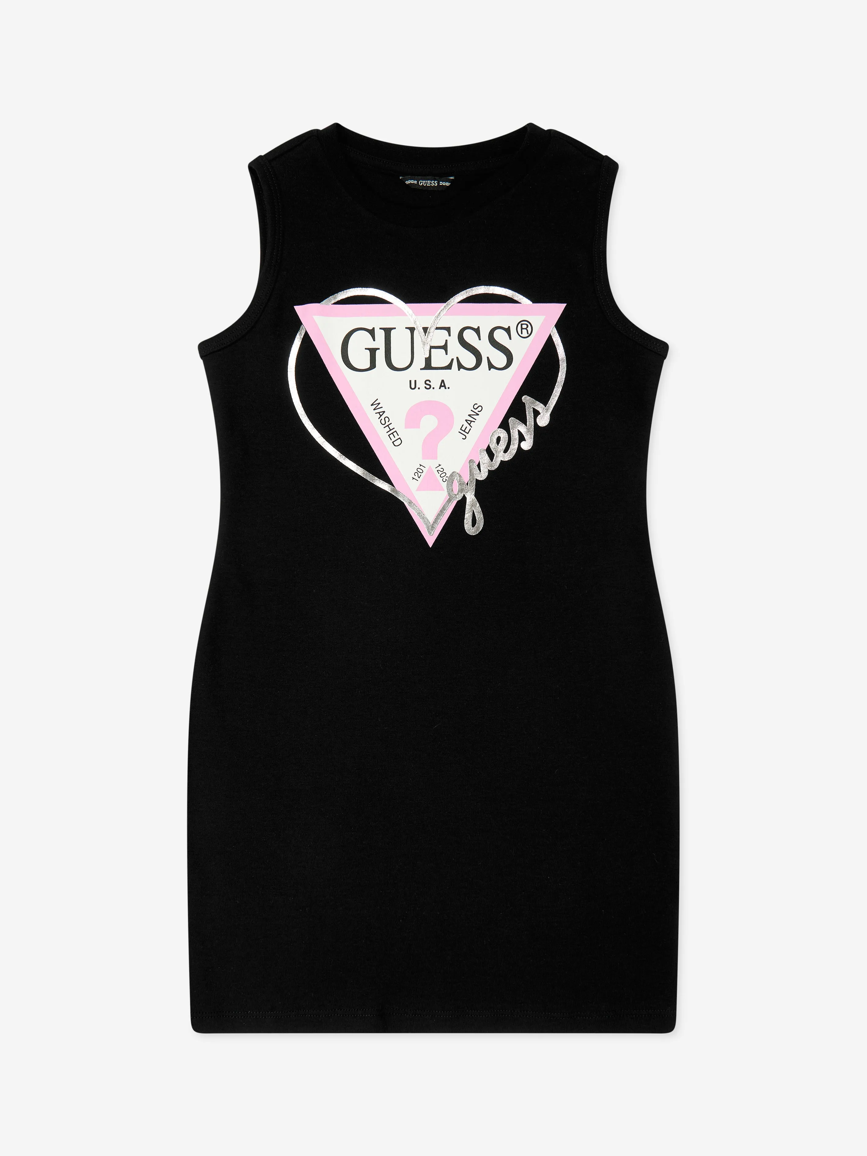 Mädchen ärmelloses Logo-Kleid in Schwarz