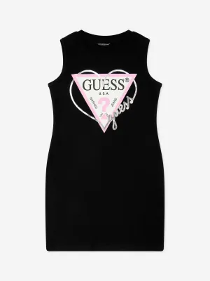 Mädchen ärmelloses Logo-Kleid in Schwarz