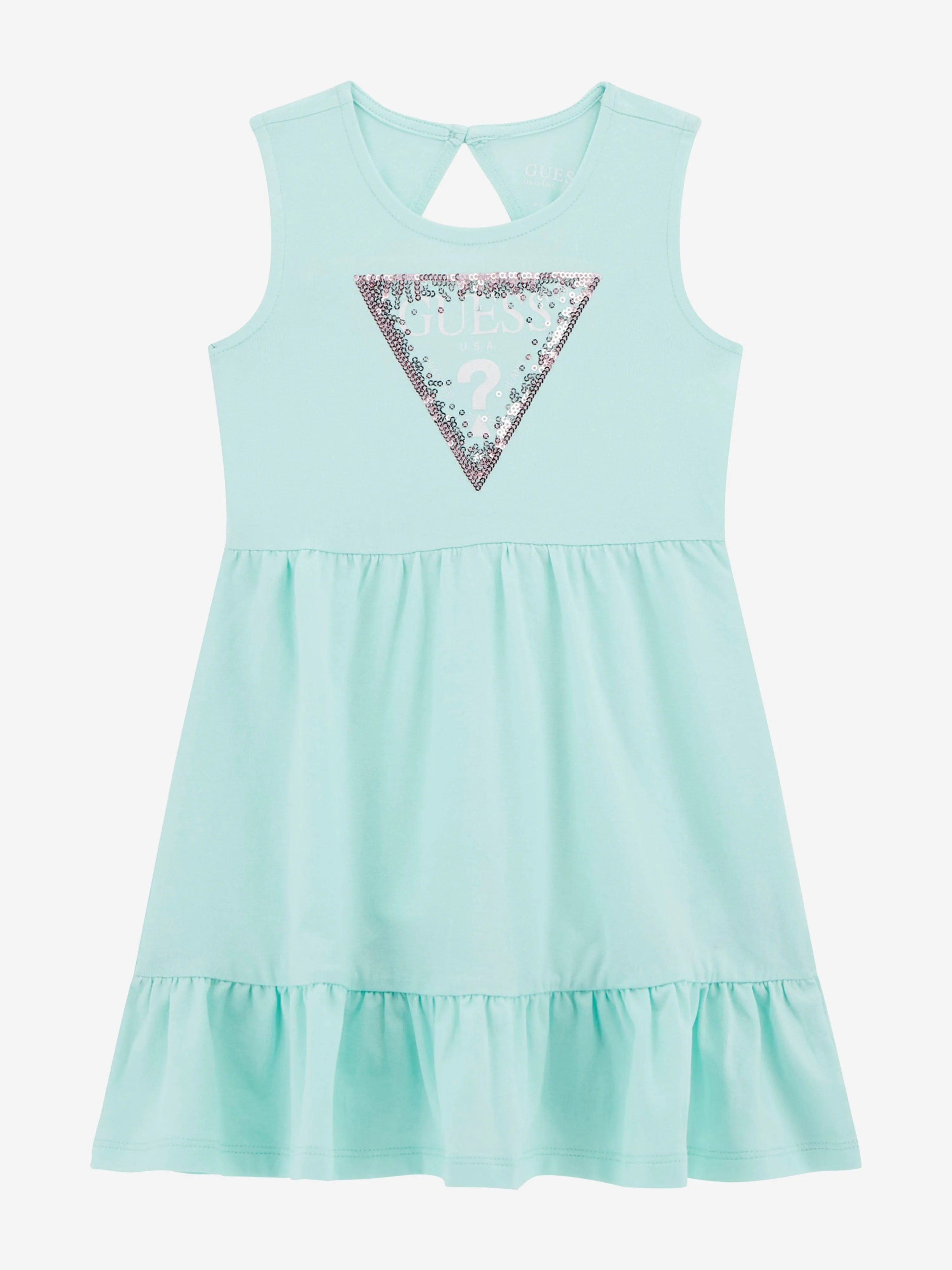 Mädchen ärmelloses Logo-Kleid in Grün
