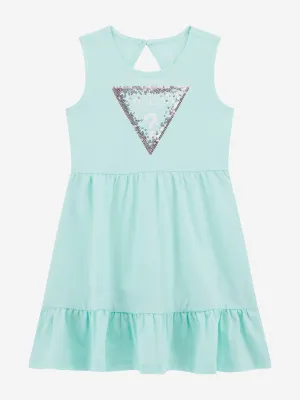 Mädchen ärmelloses Logo-Kleid in Grün
