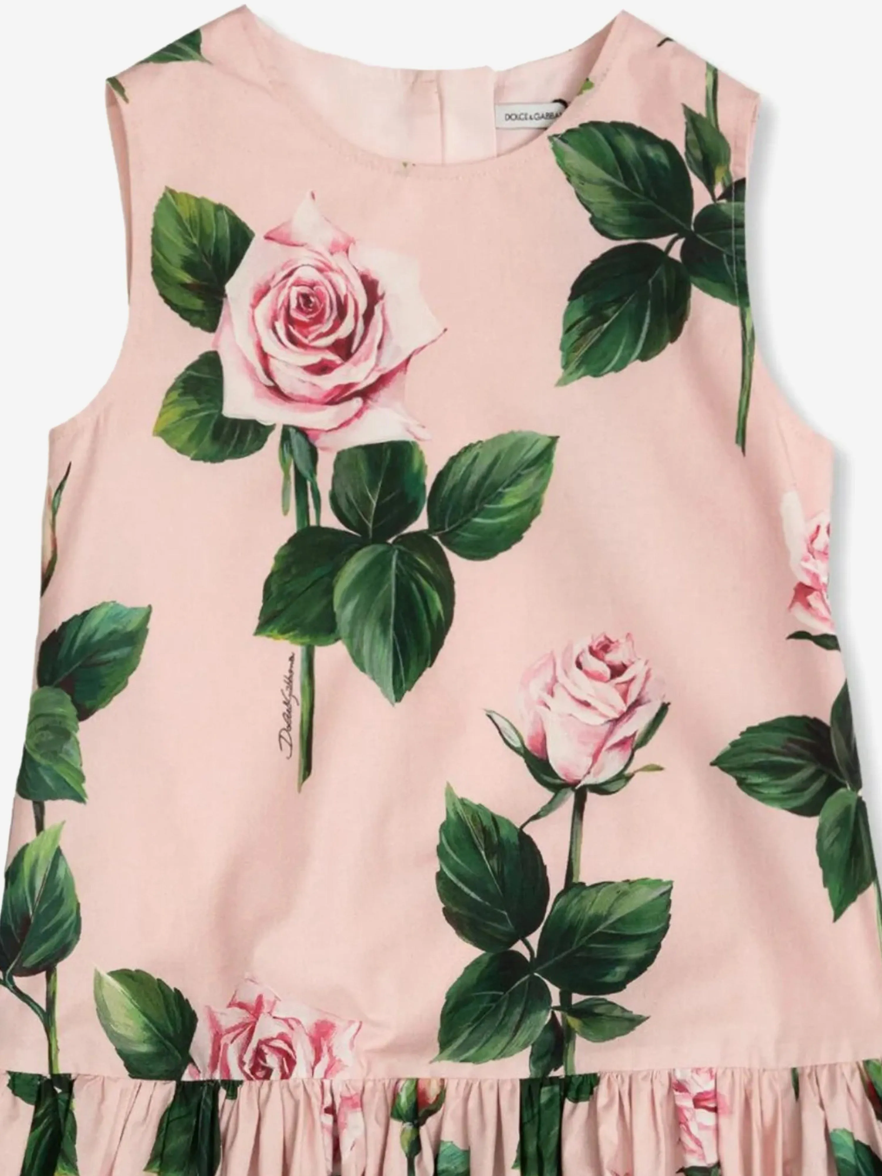 Mädchen ärmelloses Kleid mit Rosenprint in Rosa
