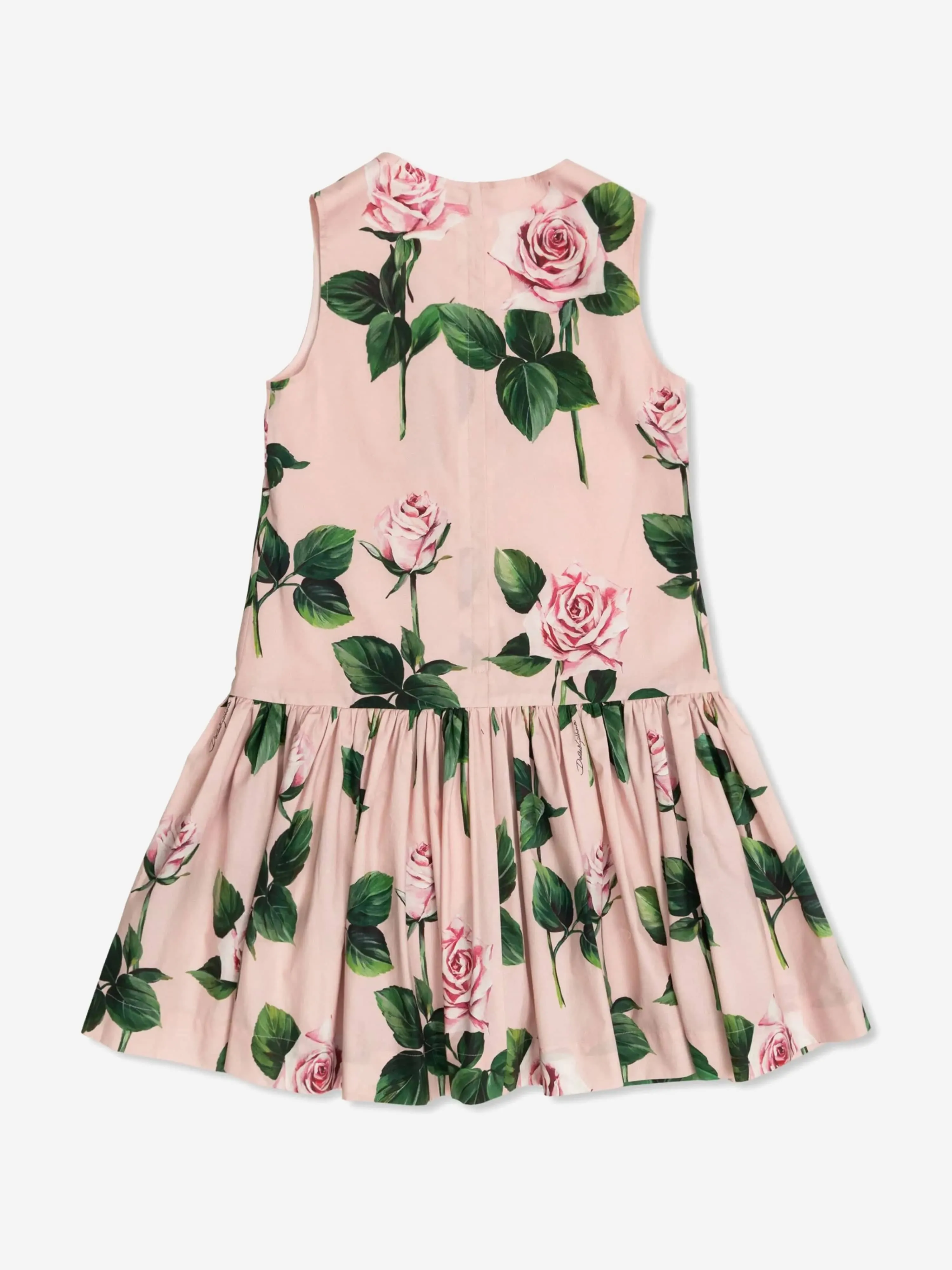 Mädchen ärmelloses Kleid mit Rosenprint in Rosa