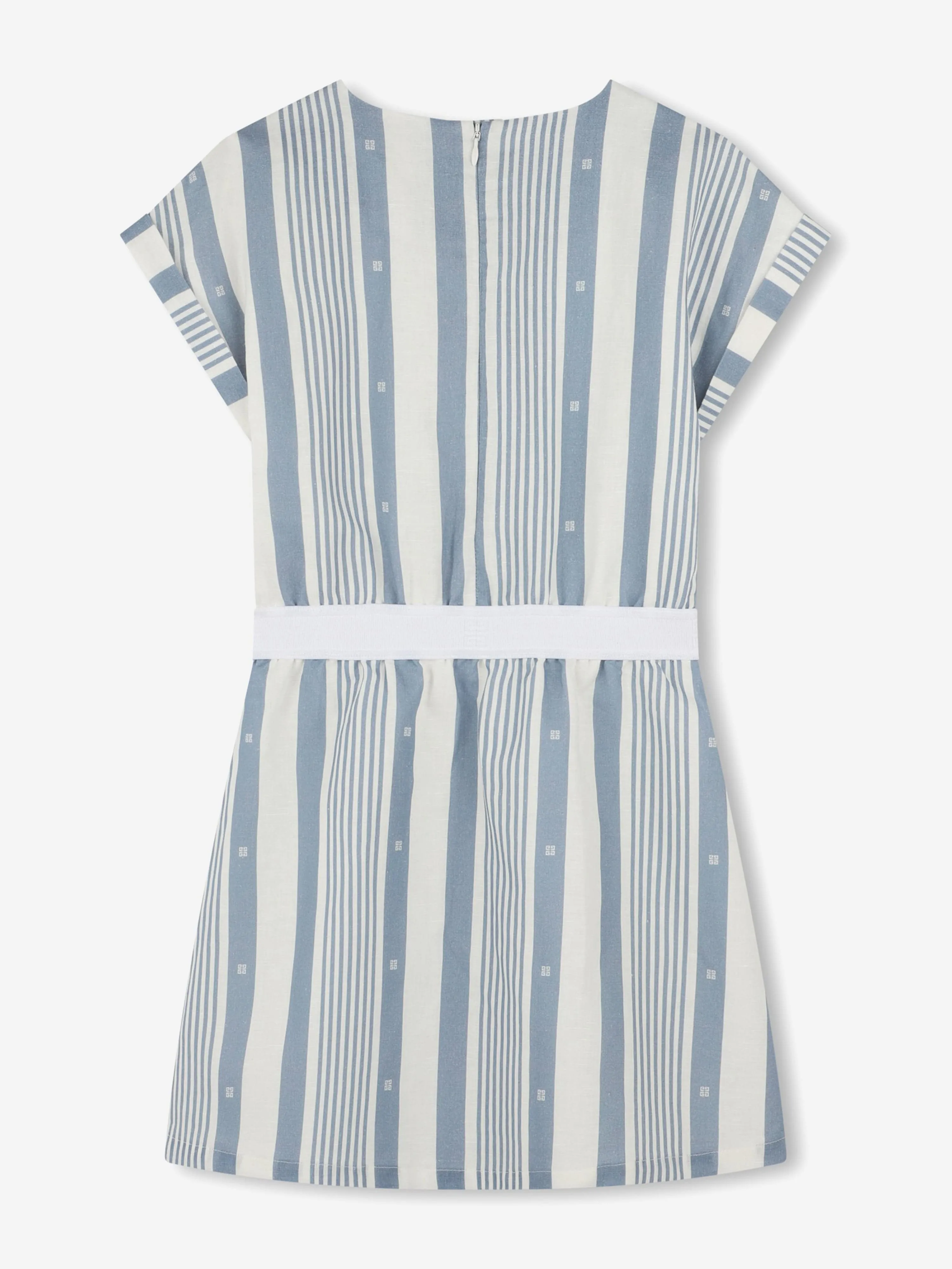 Mädchen gestreiftes Leinenkleid in Blau