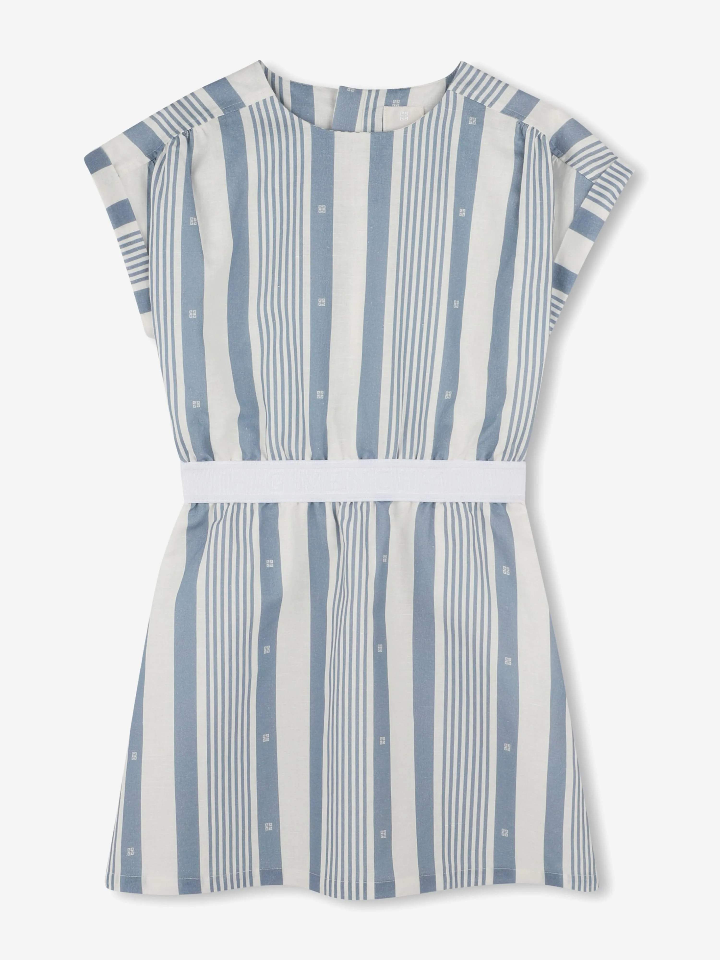 Mädchen gestreiftes Leinenkleid in Blau