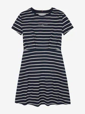 Mädchen gestreiftes T-Shirt-Kleid in Marine