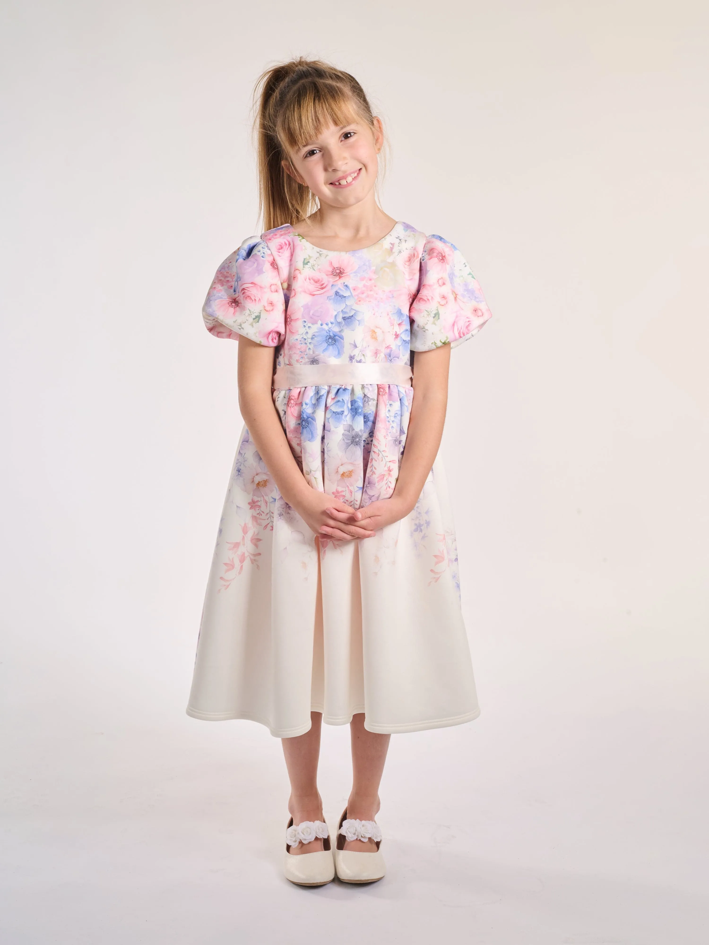 Mädchen Sommerfreude Kleid in Weiß