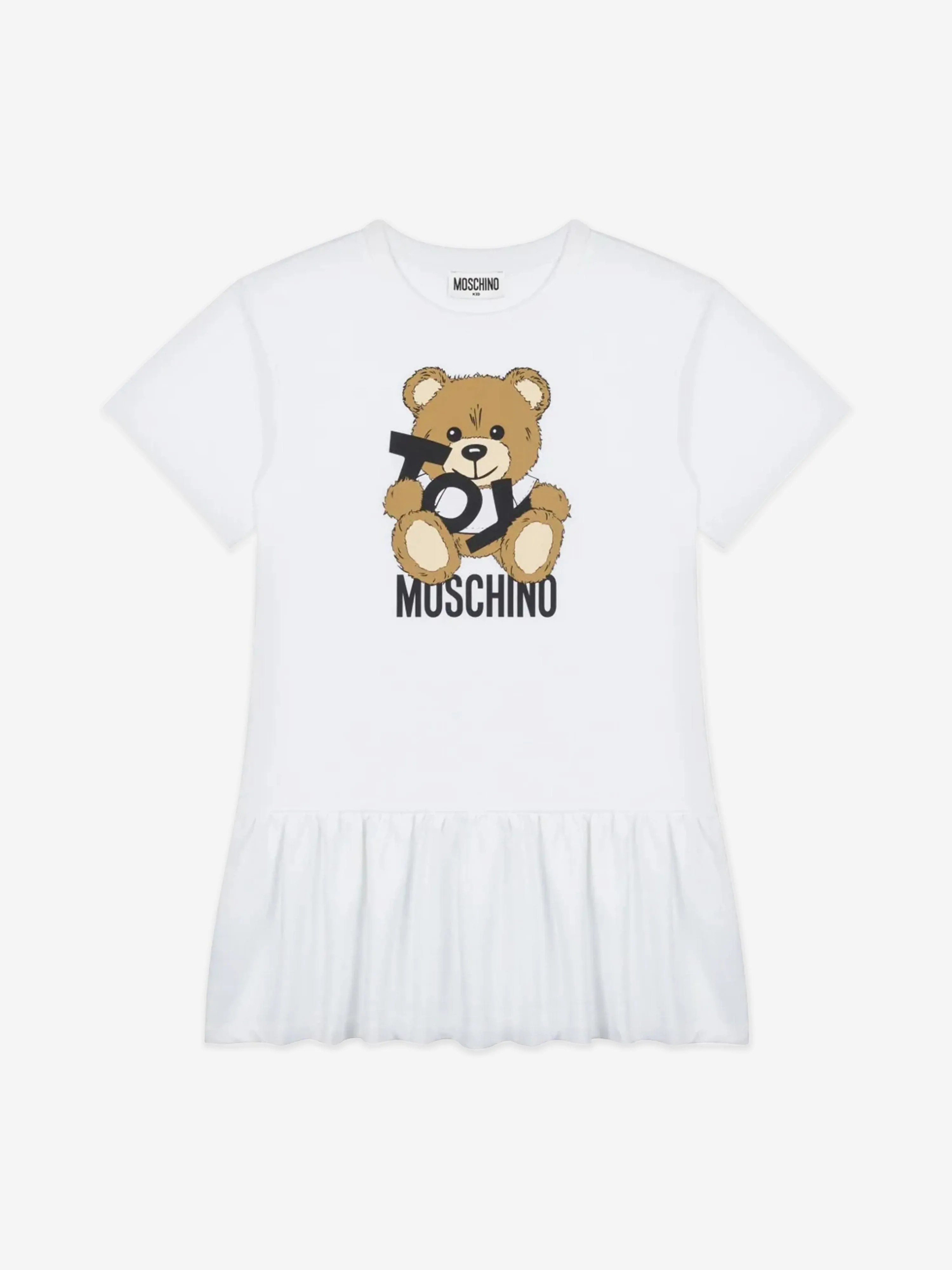Mädchen Teddybär Logo Kleid in Weiß