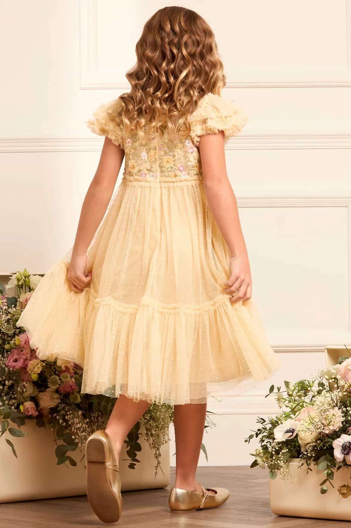 Mädchen Tüll Florine Mieder Kleid in Gelb