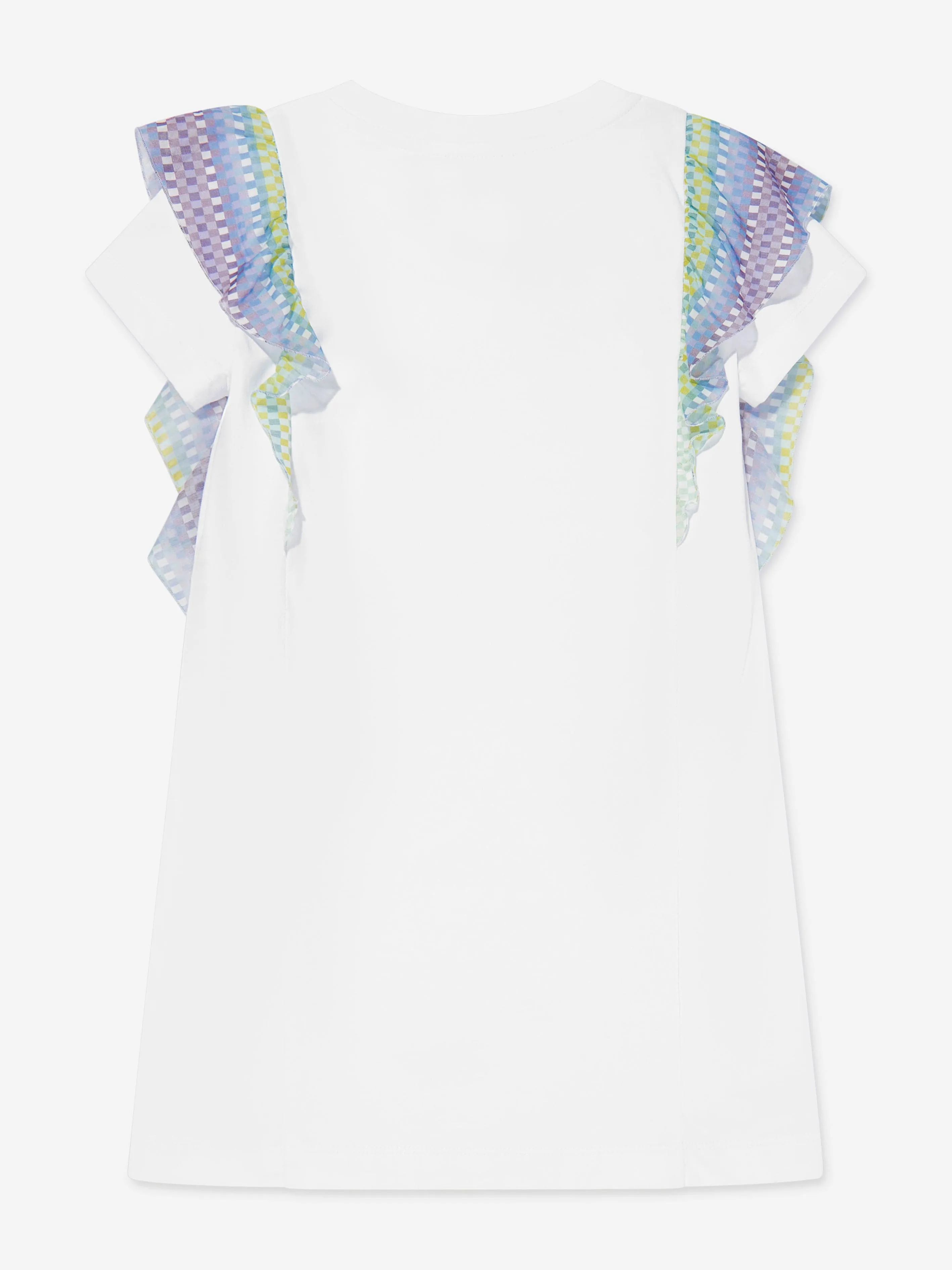 Mädchen Zickzack-Rüschen-Jerseykleid in Weiß
