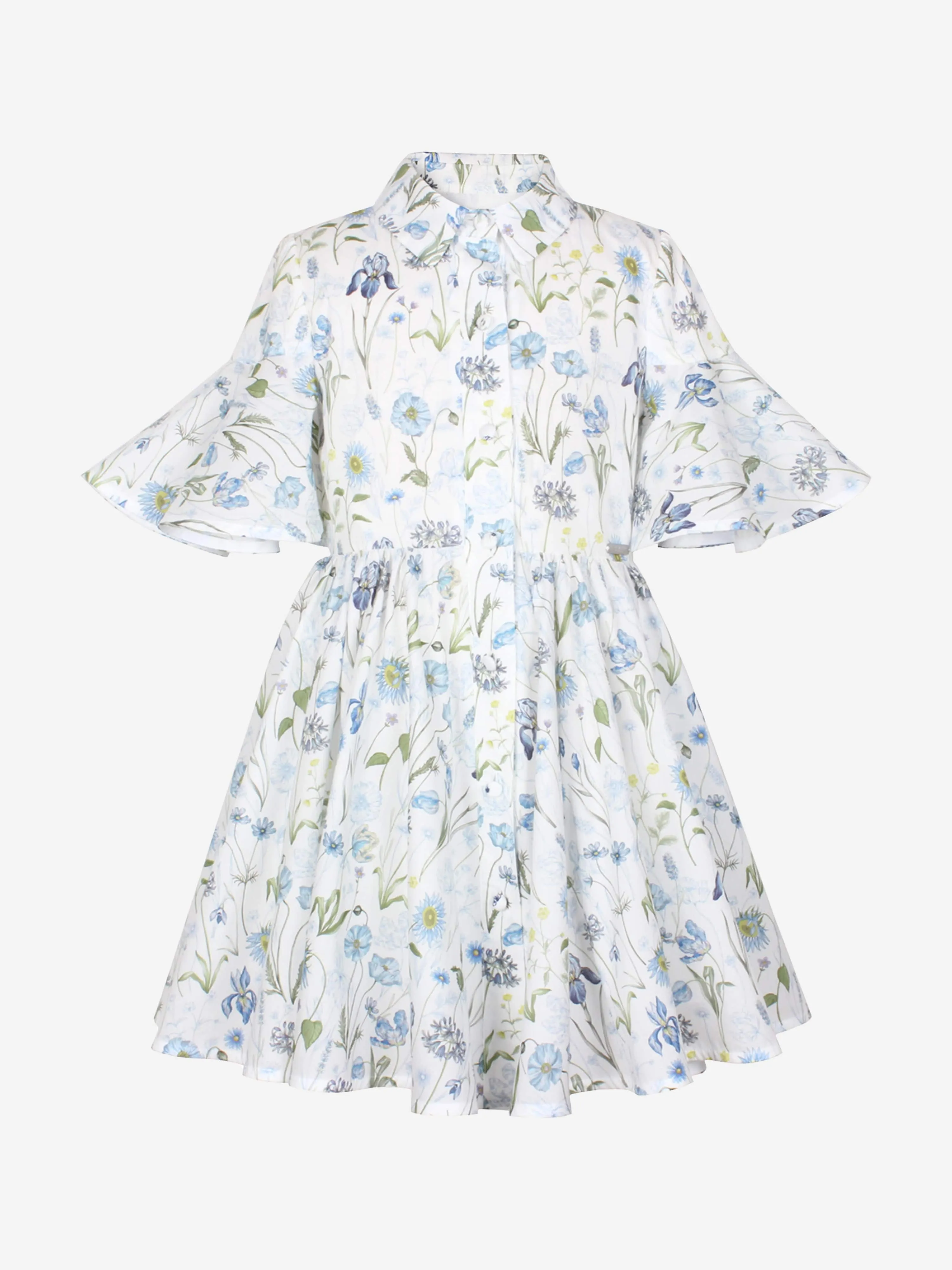 Jessie And James Mädchenkleid mit kleiner Schwester und Blumenwiesen-Druck in Weiß