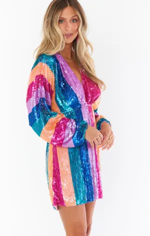 Kidman Minikleid ~ Neon Streifen Pailletten