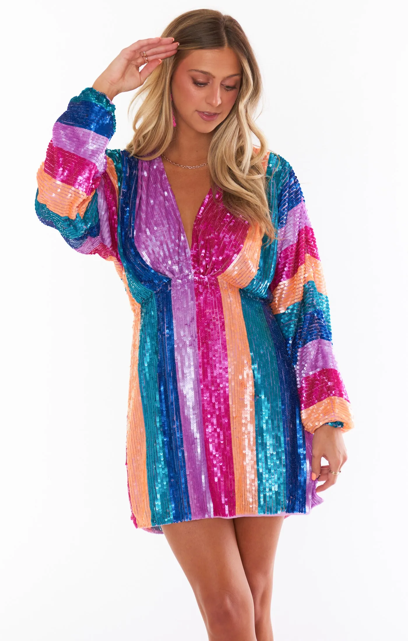 Kidman Minikleid ~ Neon Streifen Pailletten
