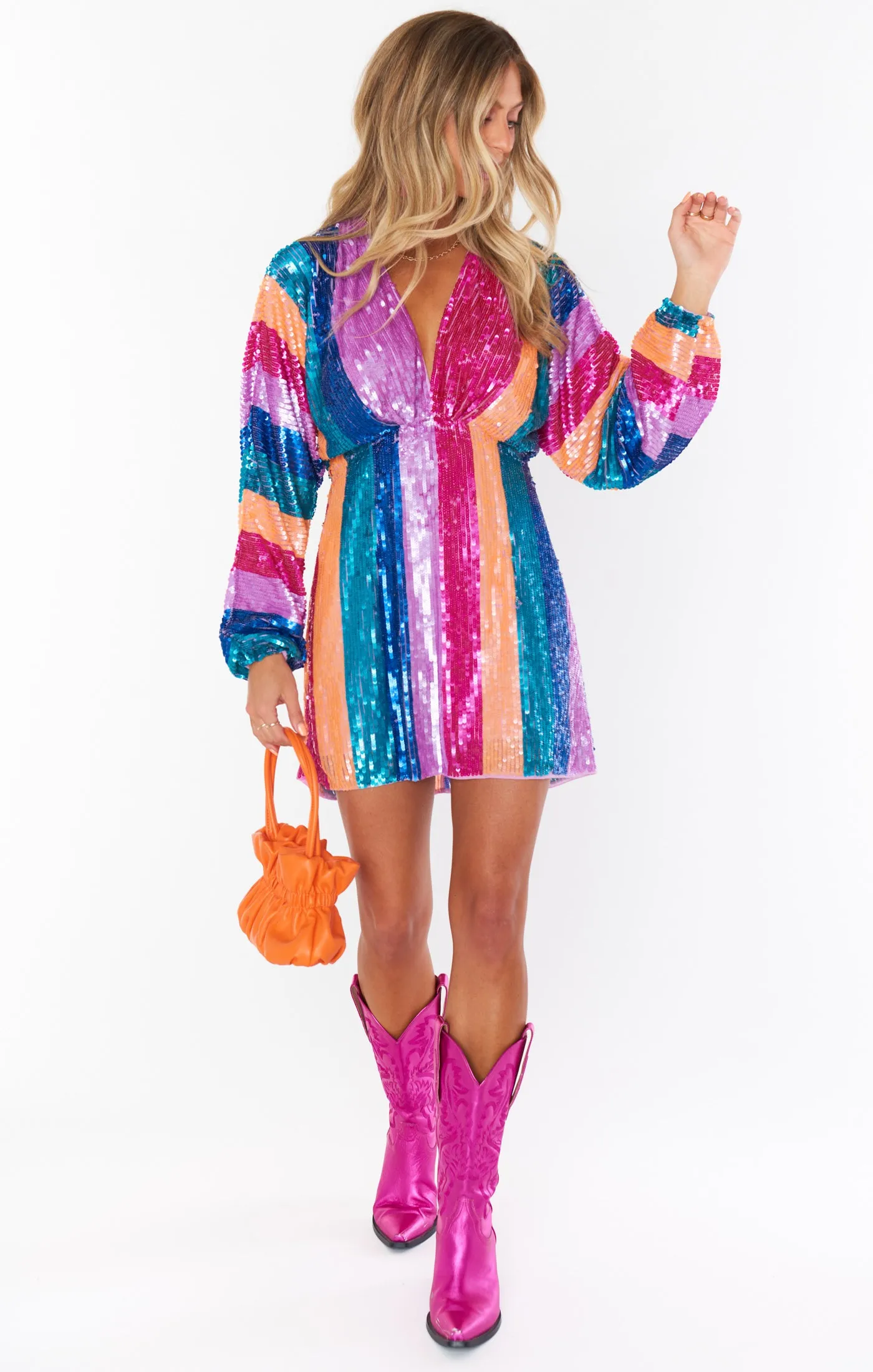 Kidman Minikleid ~ Neon Streifen Pailletten