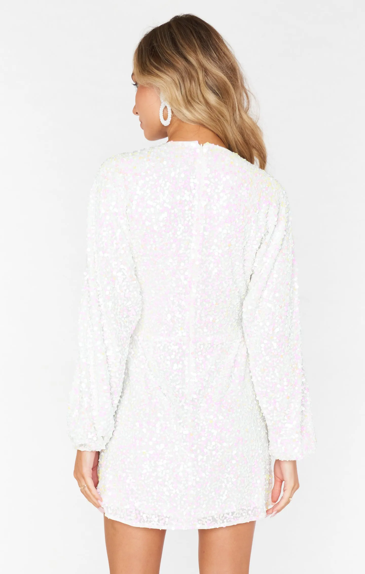 Kidman Minikleid ~ Weiß mit Glitzerpailletten