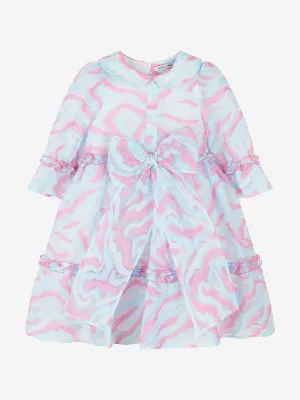 Mama Luma Girls Abstrakte Kurven Organza-Kleid in Blau