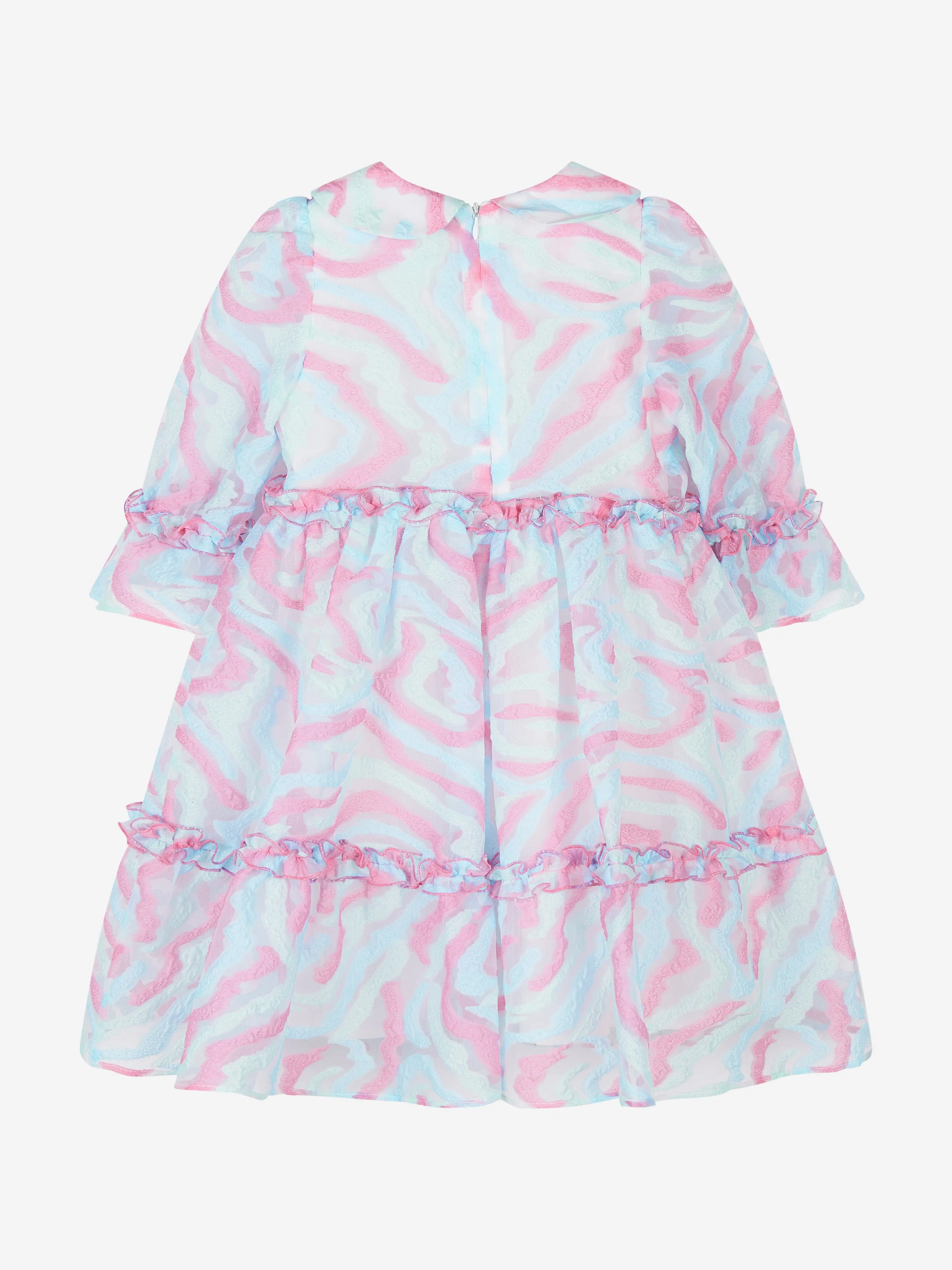 Mama Luma Girls Abstrakte Kurven Organza-Kleid in Blau