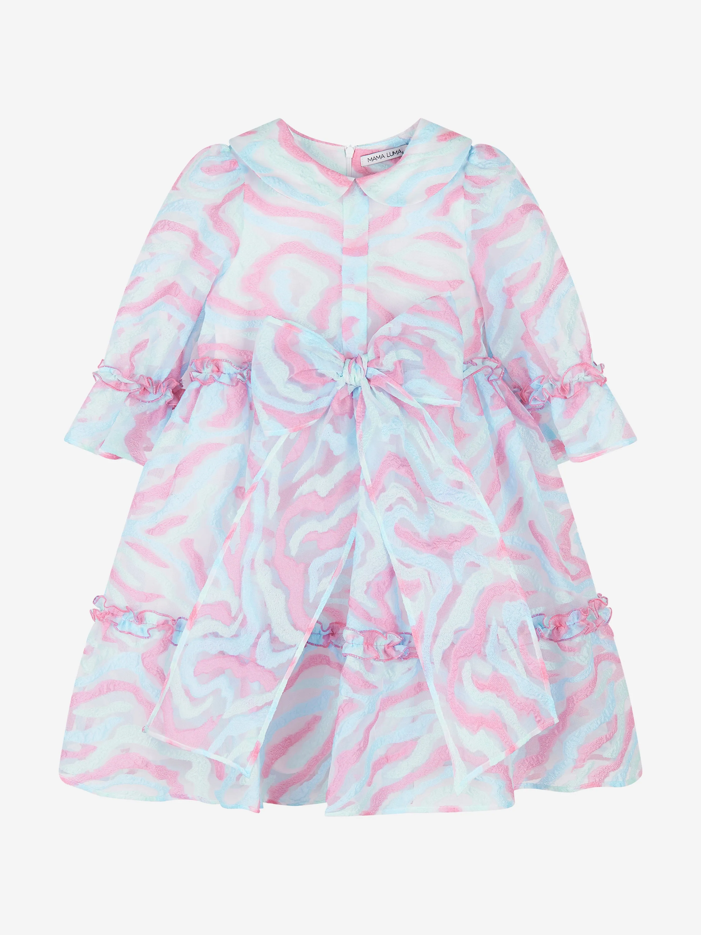 Mama Luma Girls Abstrakte Kurven Organza-Kleid in Blau