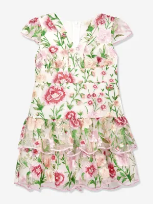 Marlo Girls Poppy besticktes Kleid in Mehrfarbig