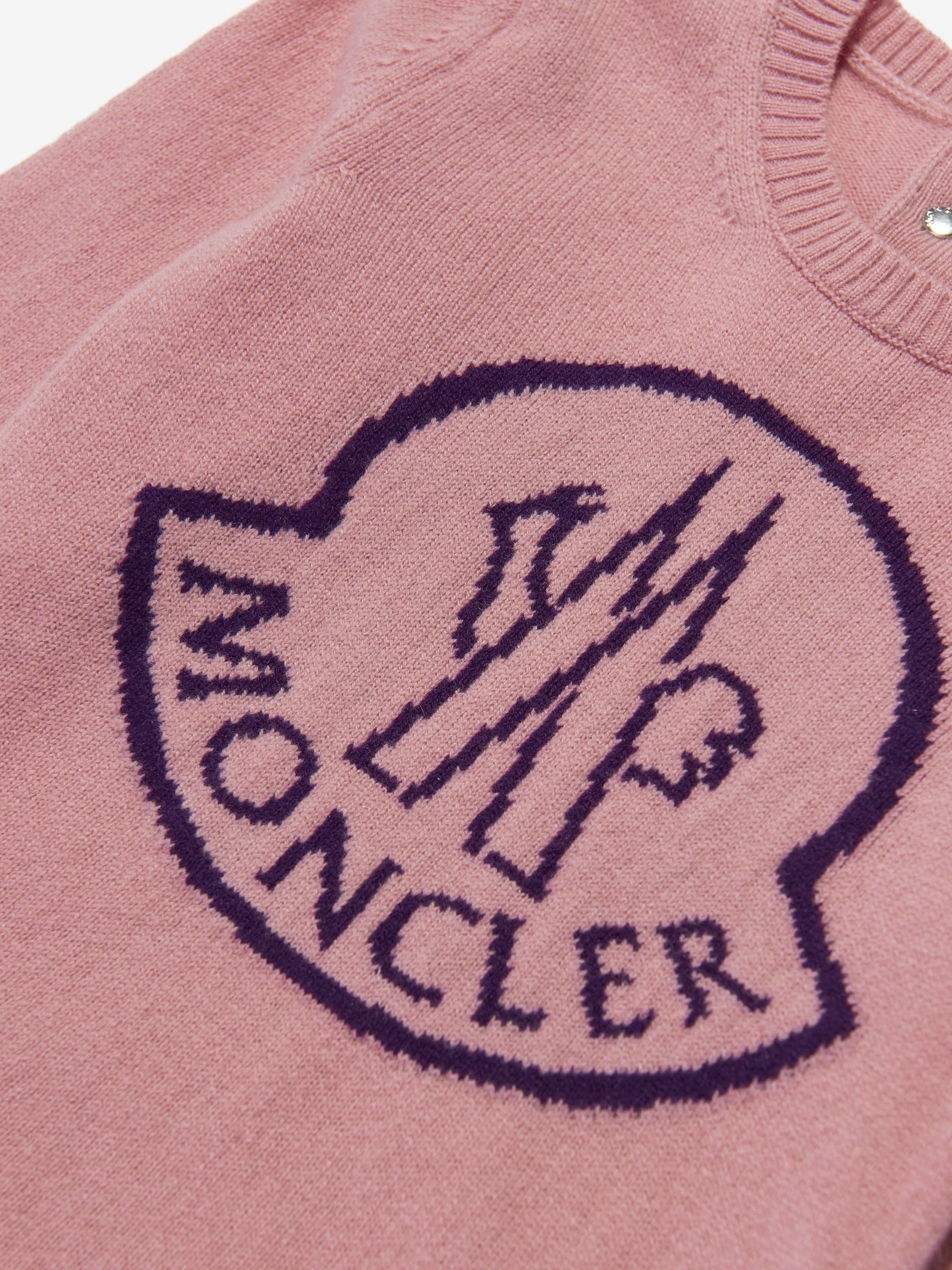 Moncler Enfant Baby Girls Gestricktes Logo-Kleid in Rosa
