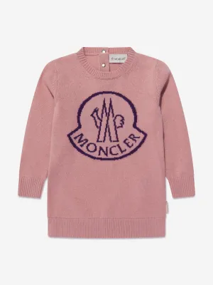Moncler Enfant Baby Girls Gestricktes Logo-Kleid in Rosa