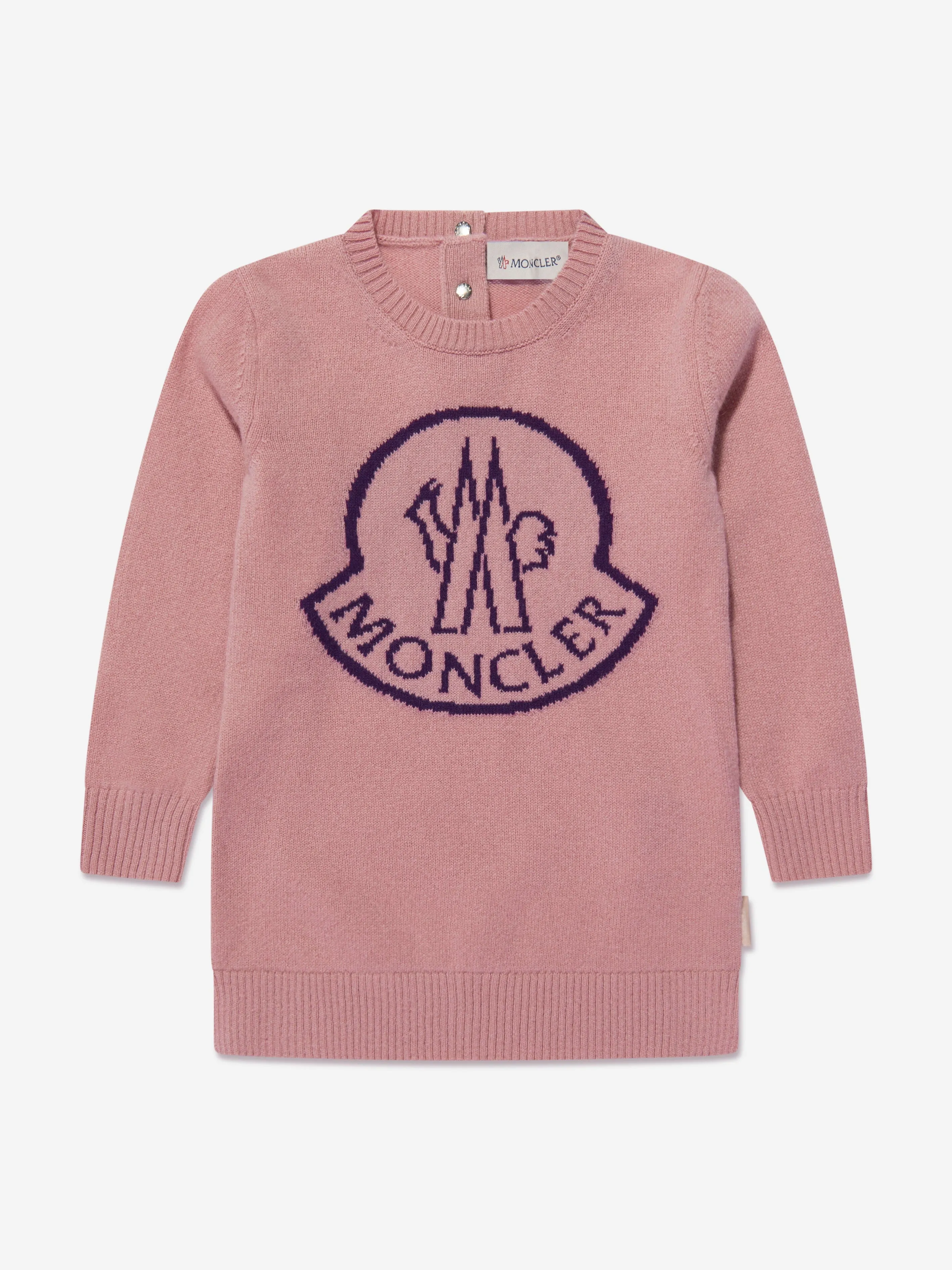 Moncler Enfant Baby Girls Gestricktes Logo-Kleid in Rosa