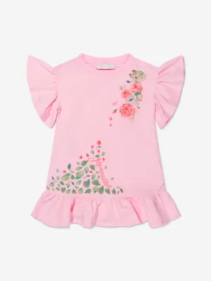 Monnalisa Mädchen Baumwollkleid mit Rosenprint