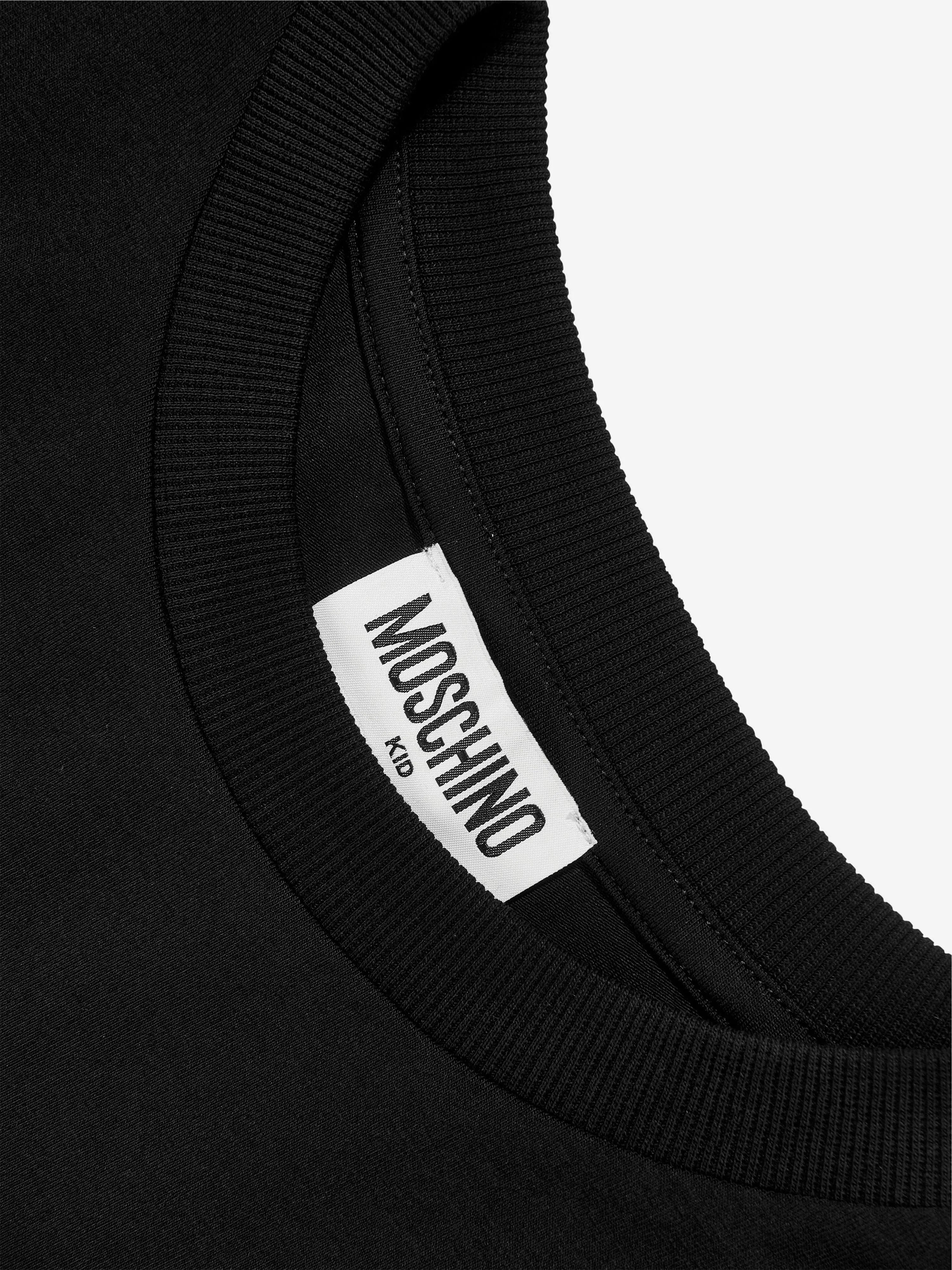 Moschino Girls Logo T-Shirt-Kleid in Schwarz
