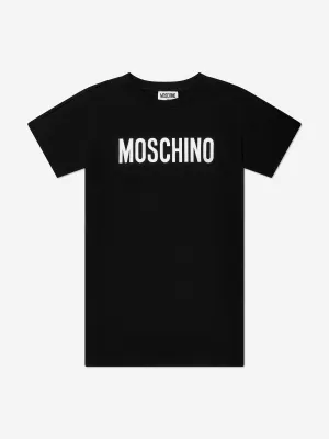Moschino Girls Logo T-Shirt-Kleid in Schwarz
