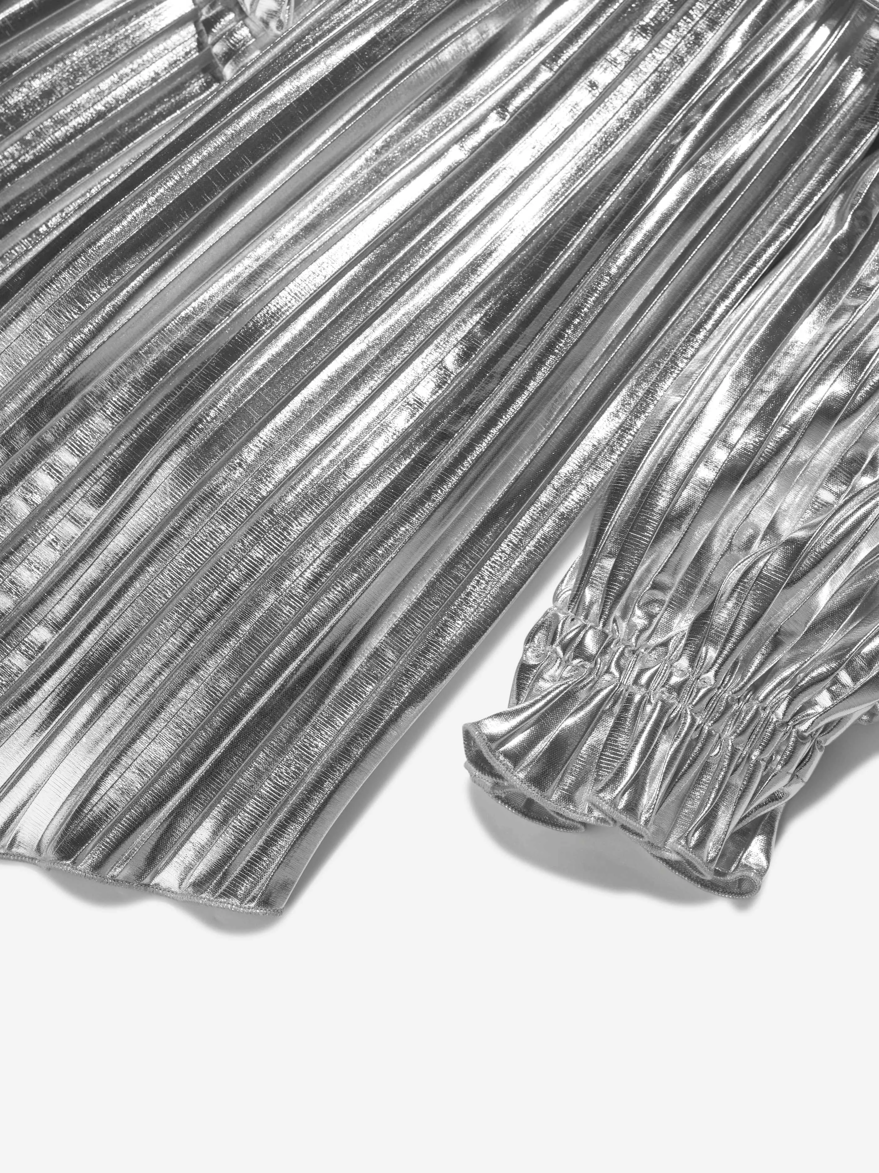 MSGM Mädchen Plisseekleid in Silber