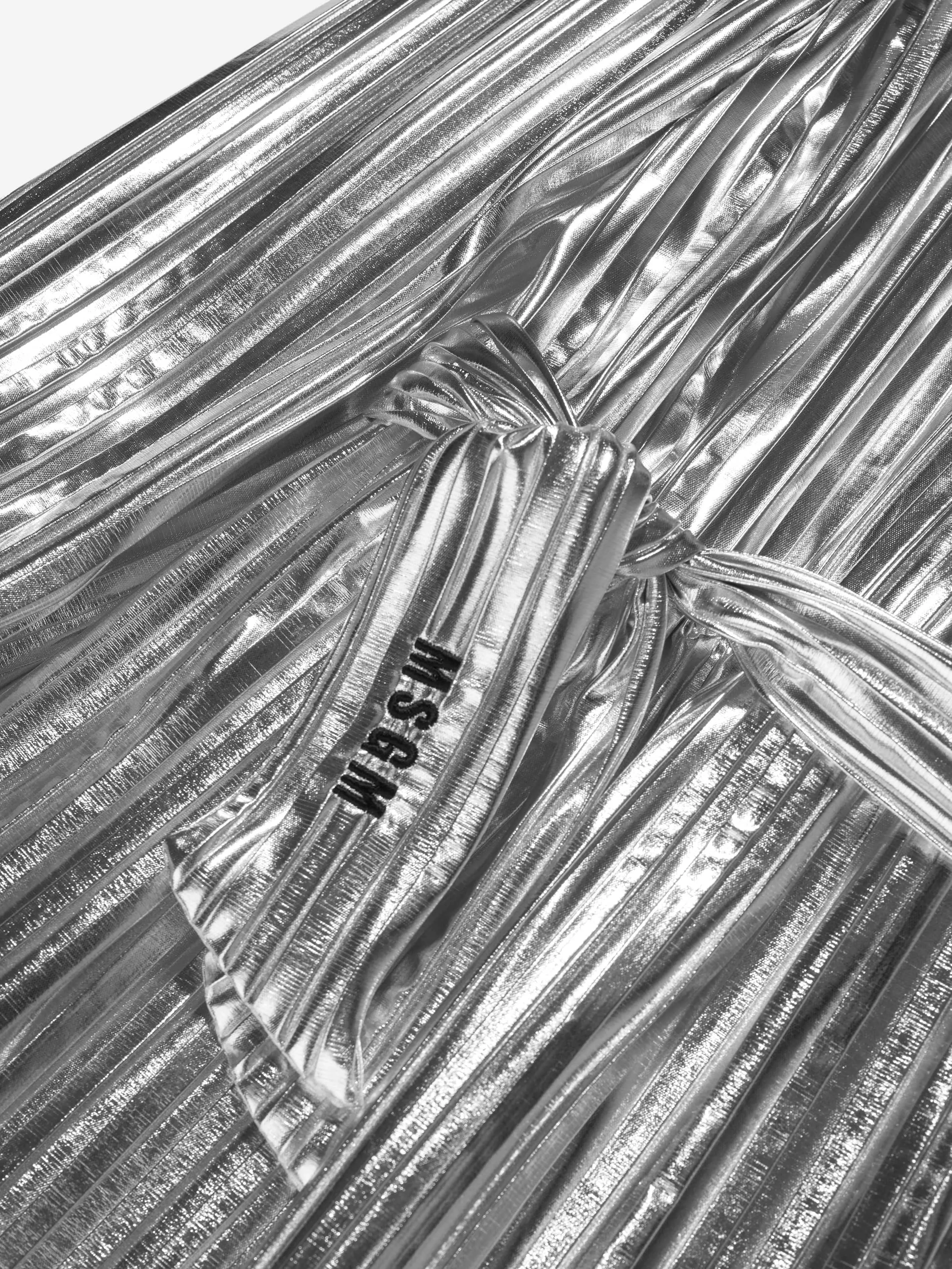 MSGM Mädchen Plisseekleid in Silber