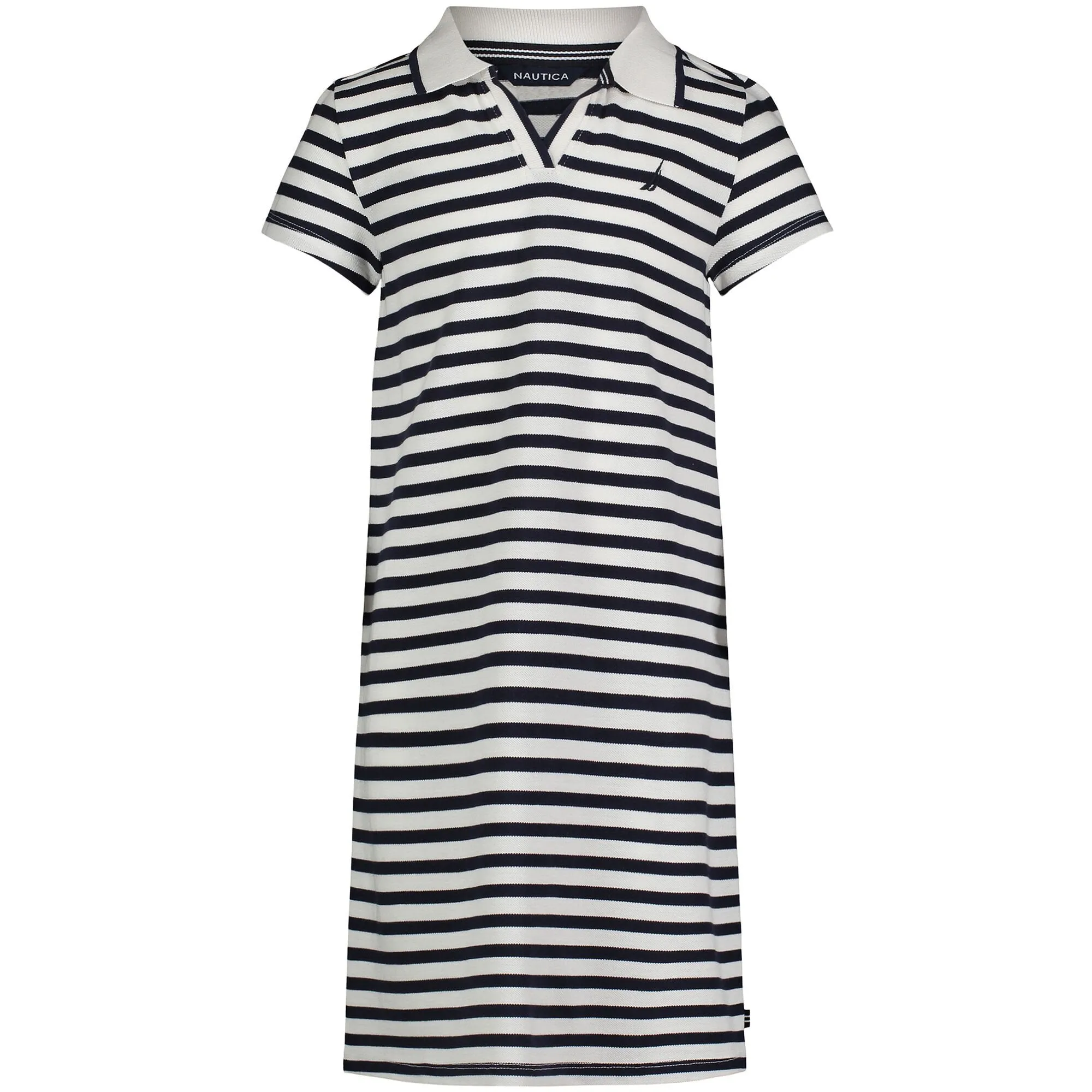 Nautica Mädchen Gestreiftes Polo-Kleid (7-16) Antik Weiß Waschen Nautica
