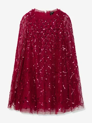 Needle & Thread Mädchen Herz Gitter Cape Kleid in Rot