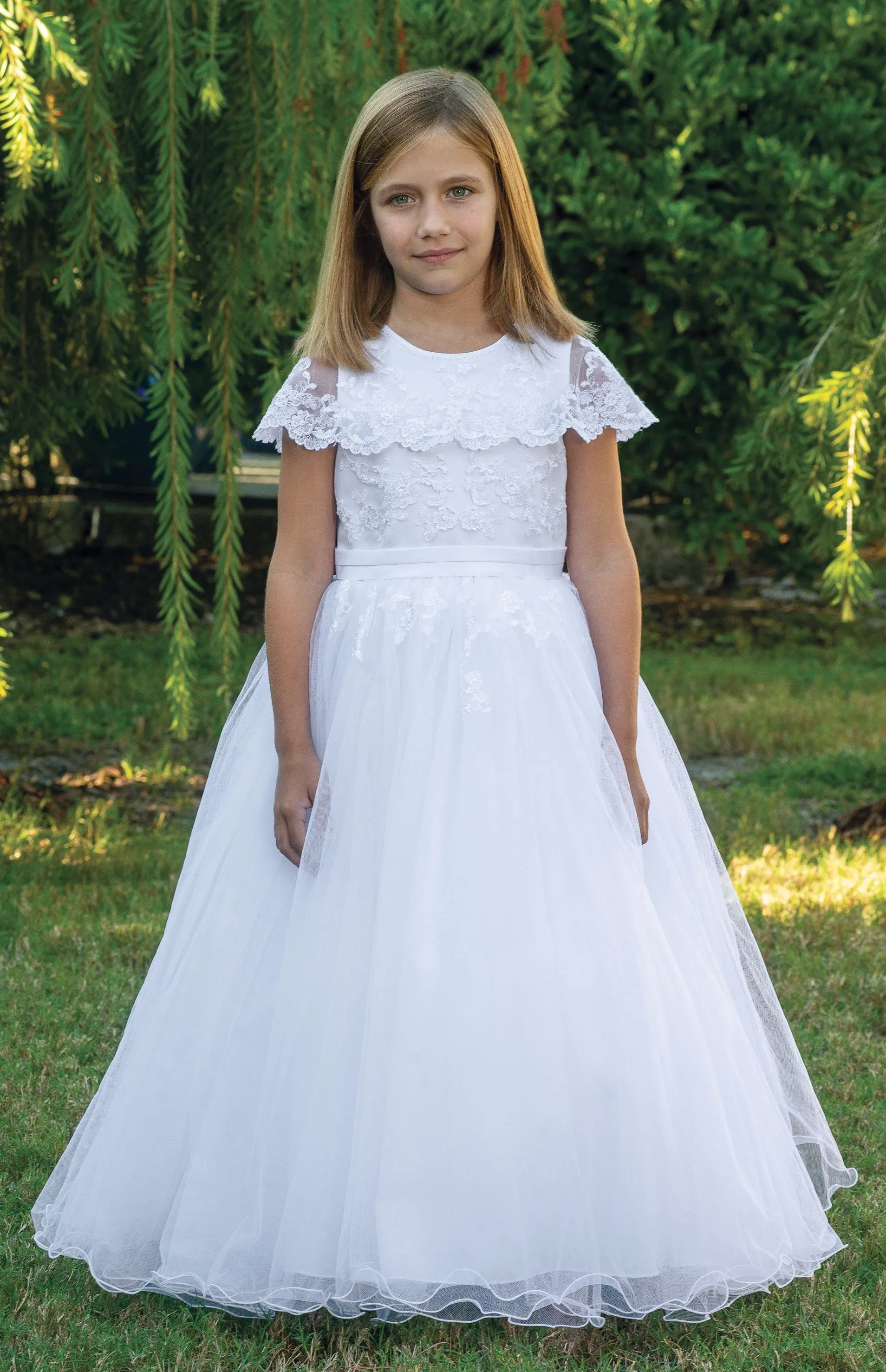 Sarah Louise Mädchen Ballerina-Länge Festkleid in Weiß
