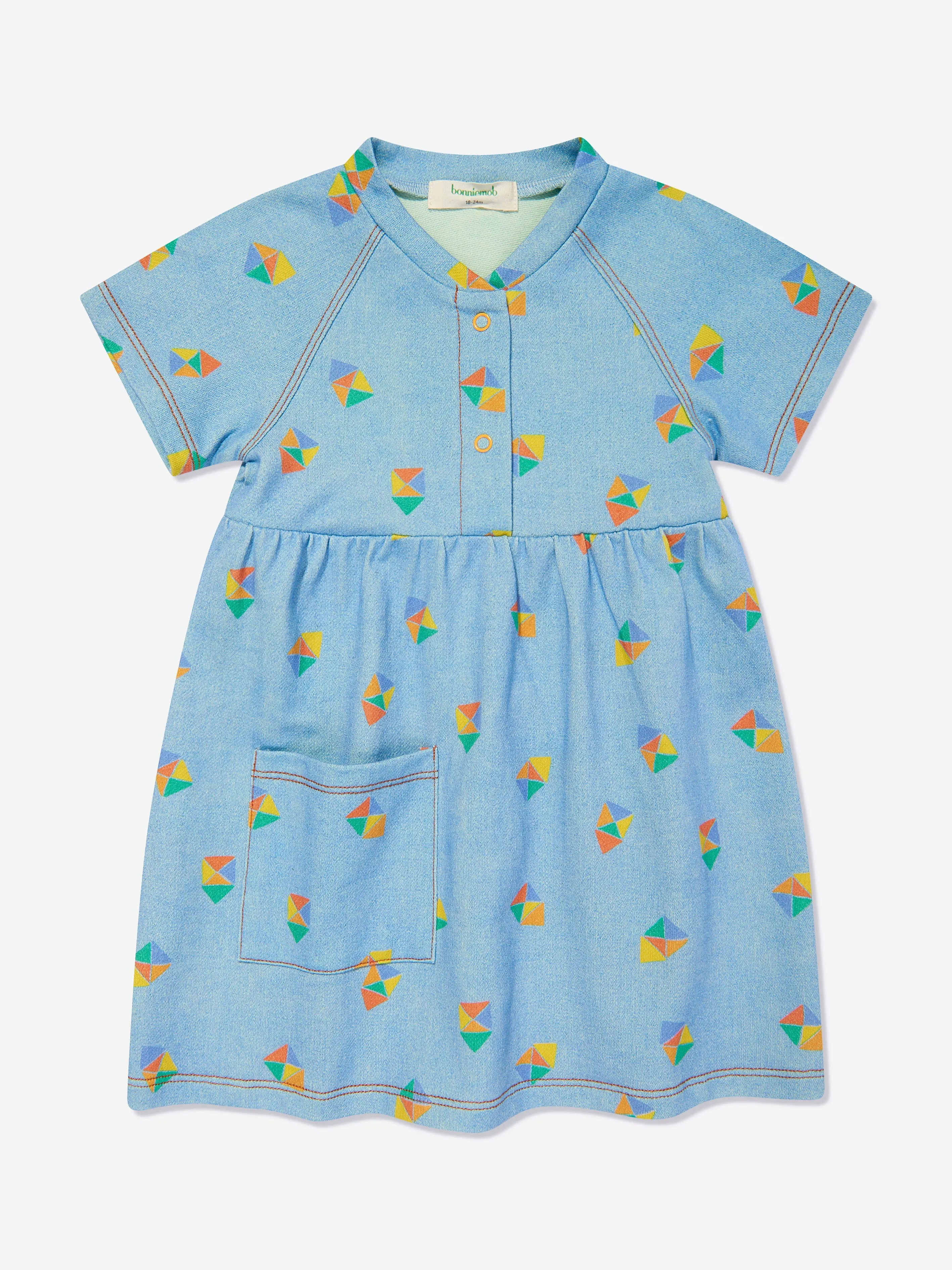 Das Bonnie Mob Girls Mermaid Beach Denim Pocket Kleid in Blau