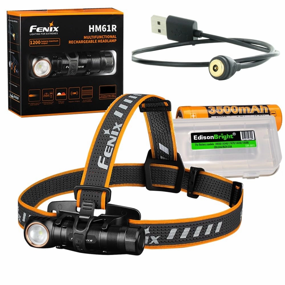 Buy New 100% Newest EdisonBright Fenix HM61R 1200 Lumen magnetically Rechargeable LED Headlamp Battery Carry case Bundle For Professionals with affordable price, lowest price and top quality, choose our genuine online store.