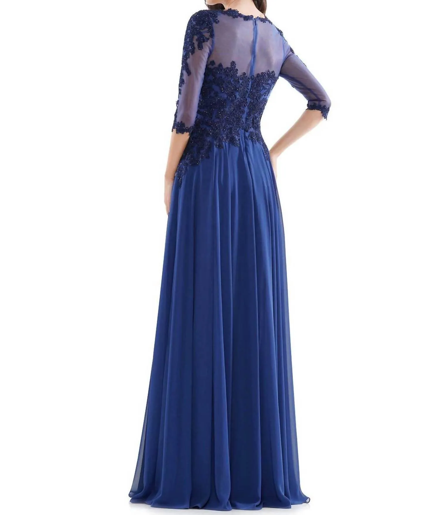 3/4 Sleeve Gown In Indigo Blue