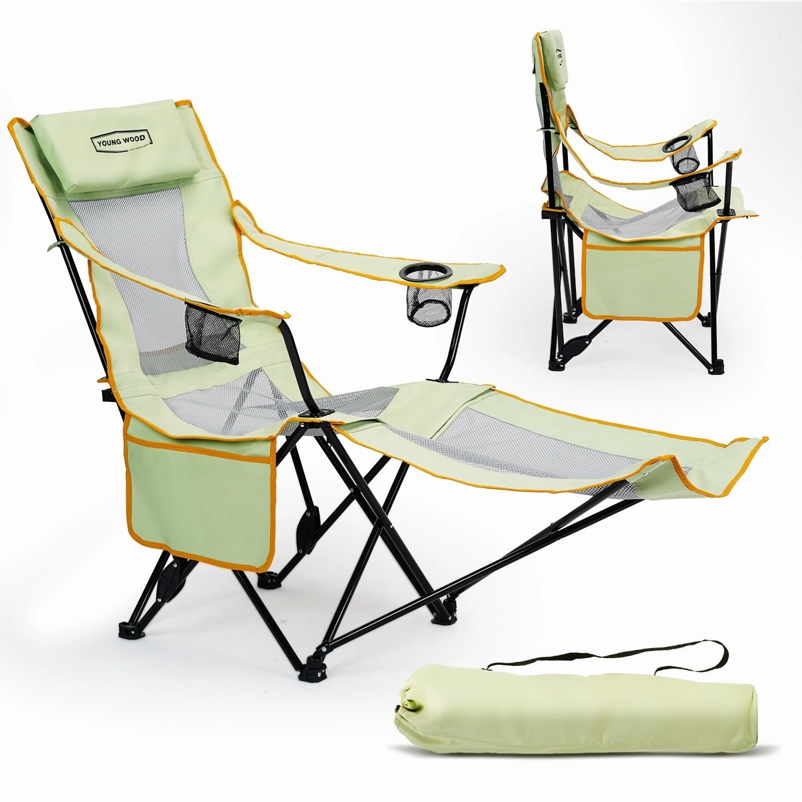 The 72%OFF Discount Sale For YOUNGWOOD Casual Dual Purpose Recliner w/Headrest & Storage Bag, Green Mesh -Best Seller hot sale here, great discount sale for all the Items, 100% quality.