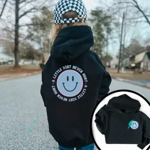 A Little Dirt Never Hurt Kids Front & Back Logo Hoodie boys fashion clearance