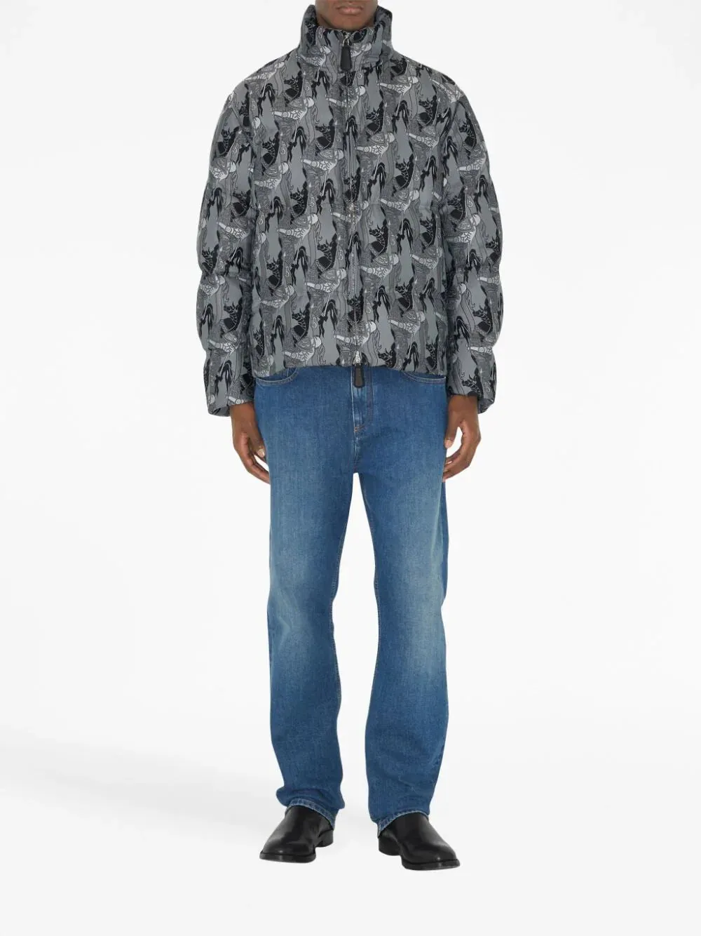 Abstract-Print Padded Jacket