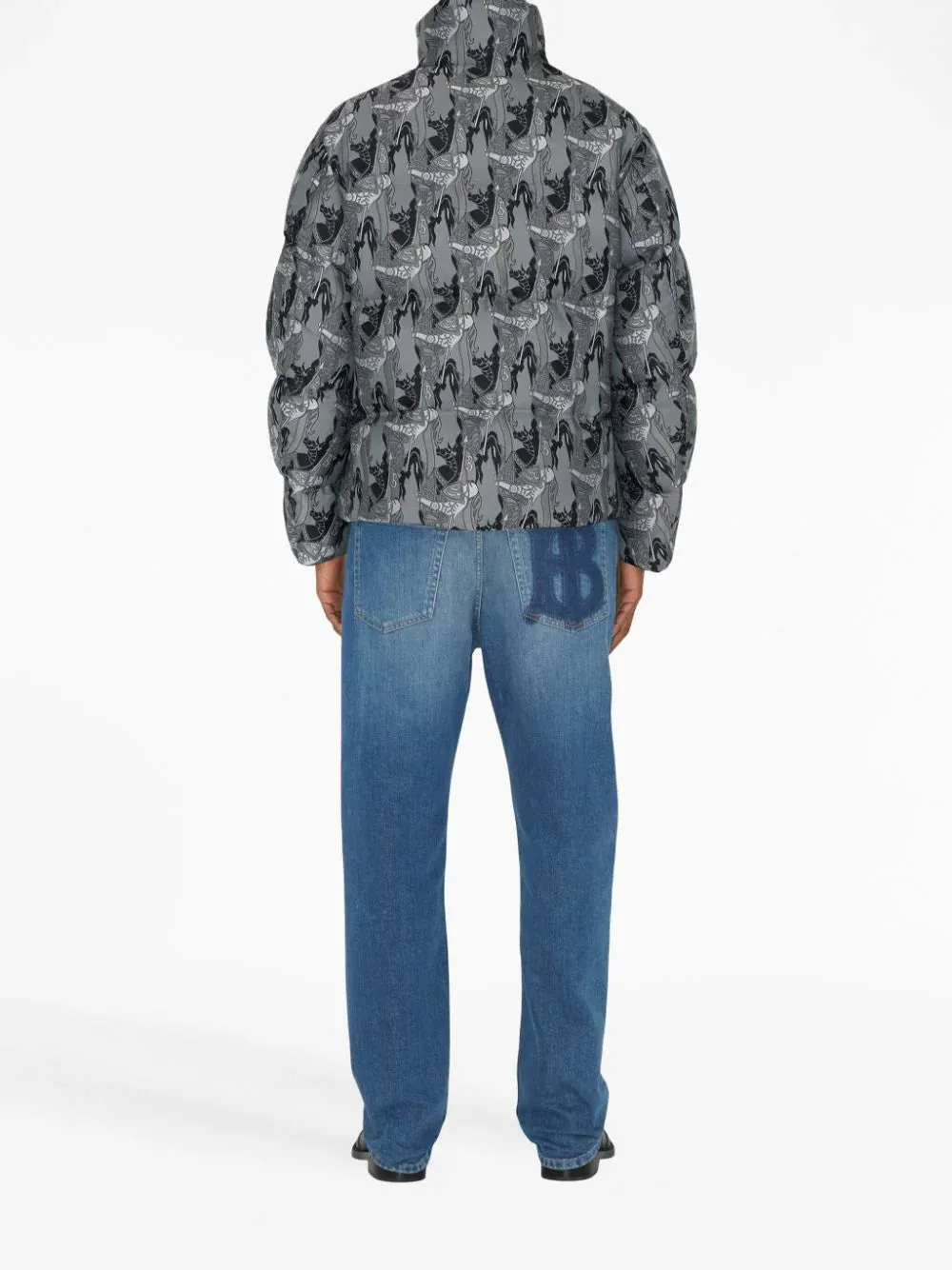 Abstract-Print Padded Jacket