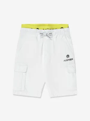 Aigner Jungen Bestickte Bermuda-Shorts in Weiß