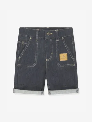 Aigner Boys Stretch Denim Shorts in Blau