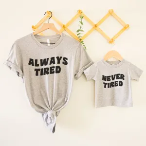 Always Tired/Never Tired Matching Heather Grey T-Shirts baby bump outfits discount