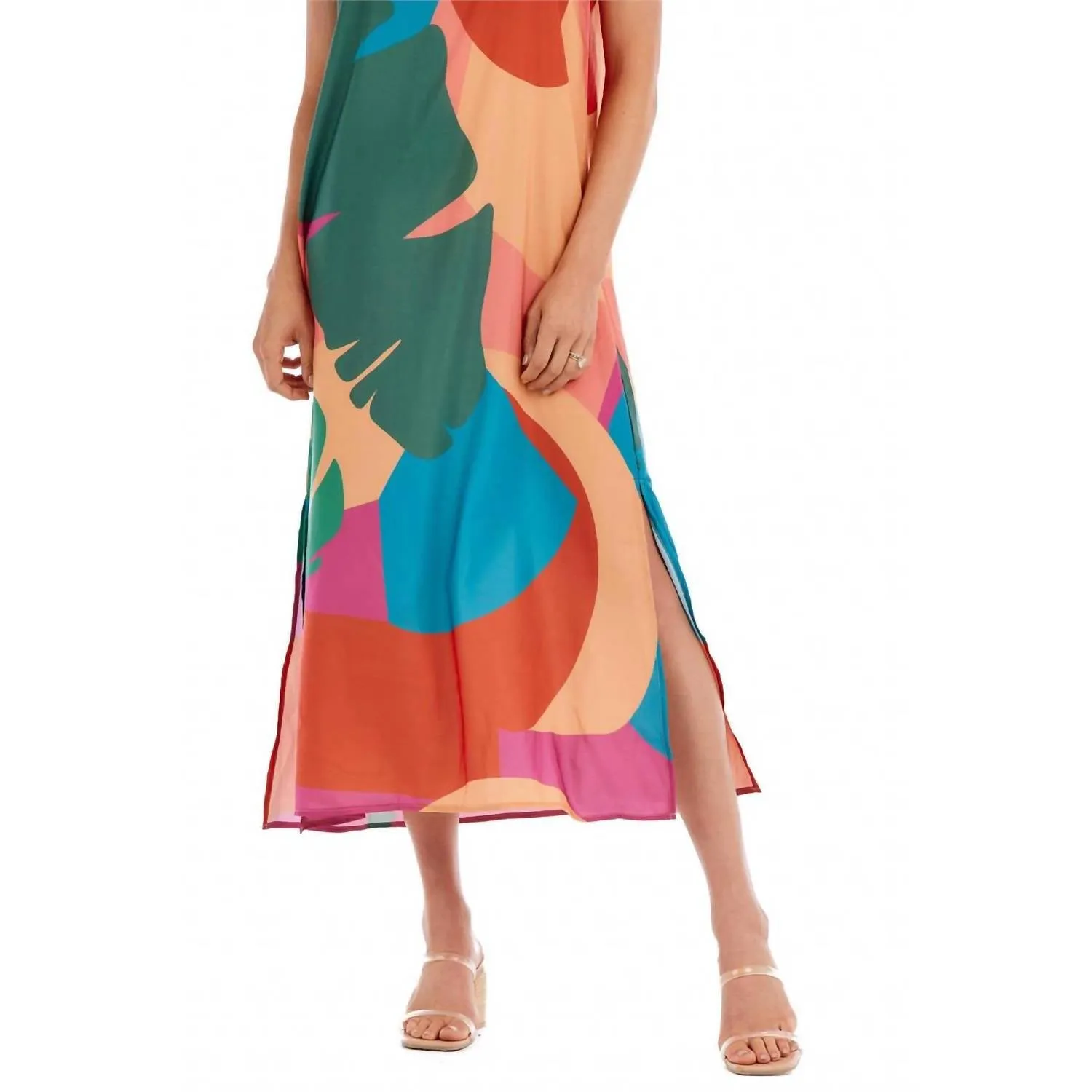 Annie Mock Neck Midi Dress in Multi