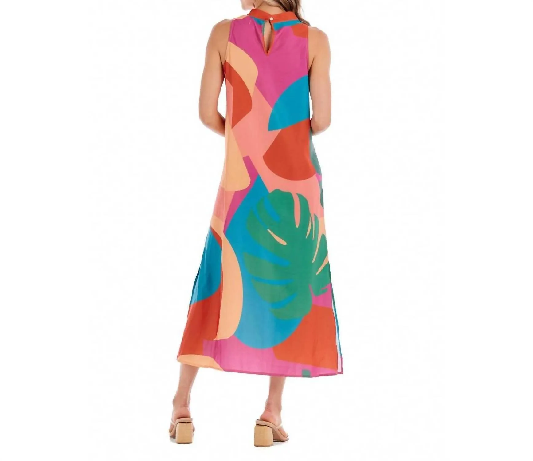 Annie Mock Neck Midi Dress in Multi