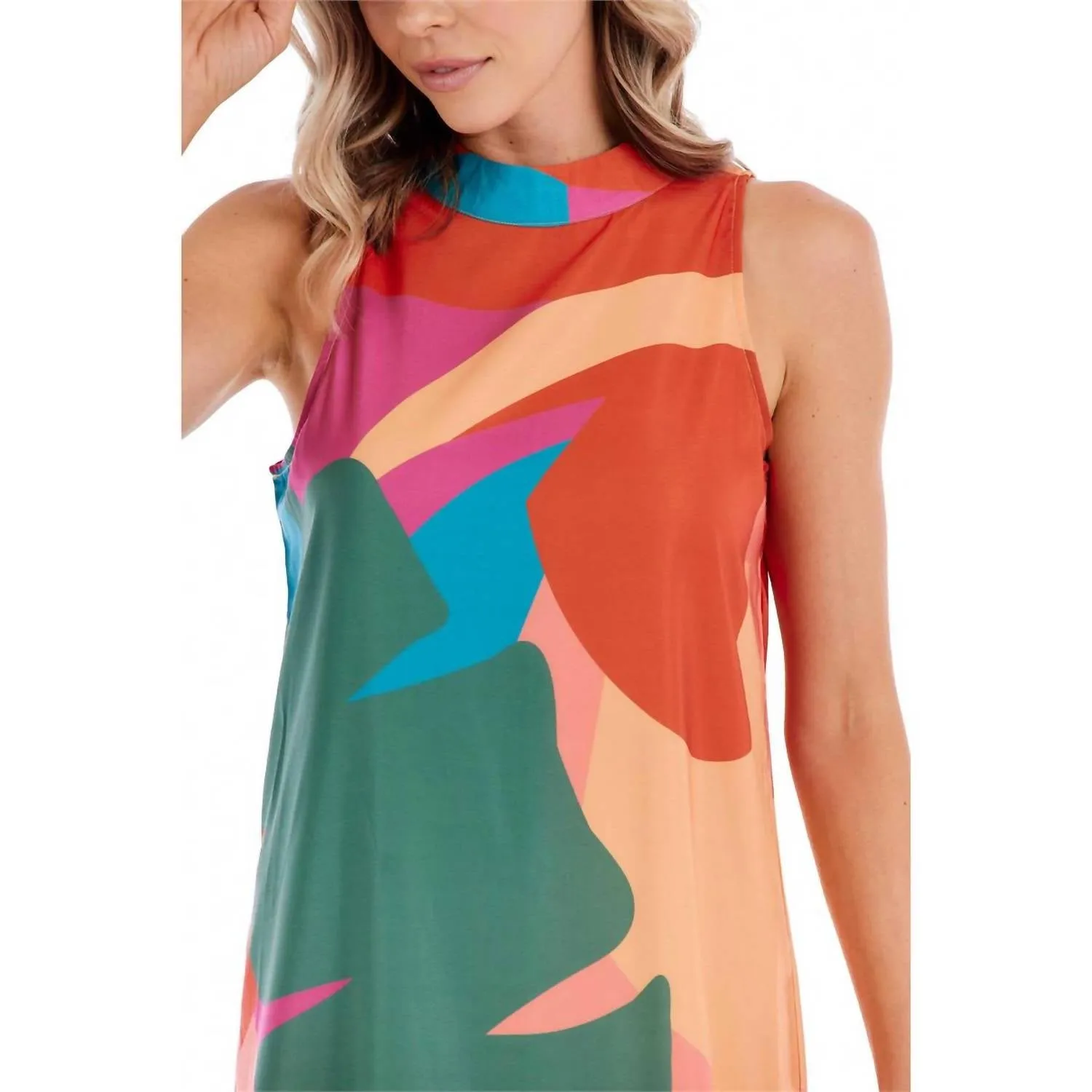 Annie Mock Neck Midi Dress in Multi