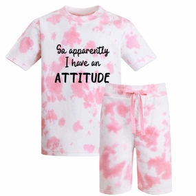 Apparently I Have Attitude Pink Tie-Dye Tee & Short Set girls jeans best deals