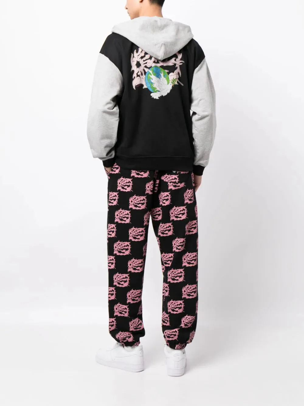 Appliqu-Details Colour-Block Cotton Jacket