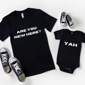 Are You New Here/Yah Matching Tee & Bodysuit- Black boys outfits online store