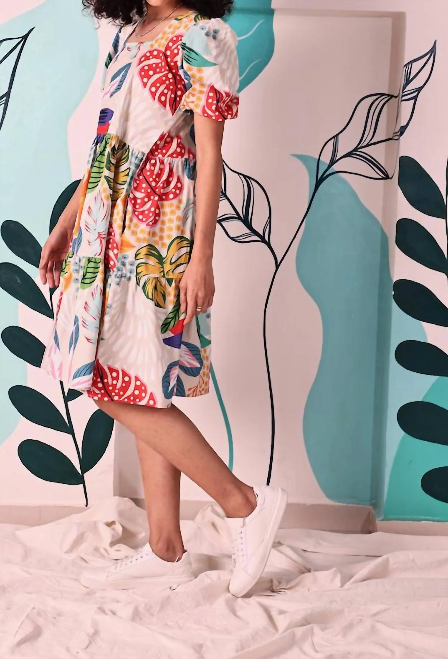 Aria Midi Dress in Vanilla Forest